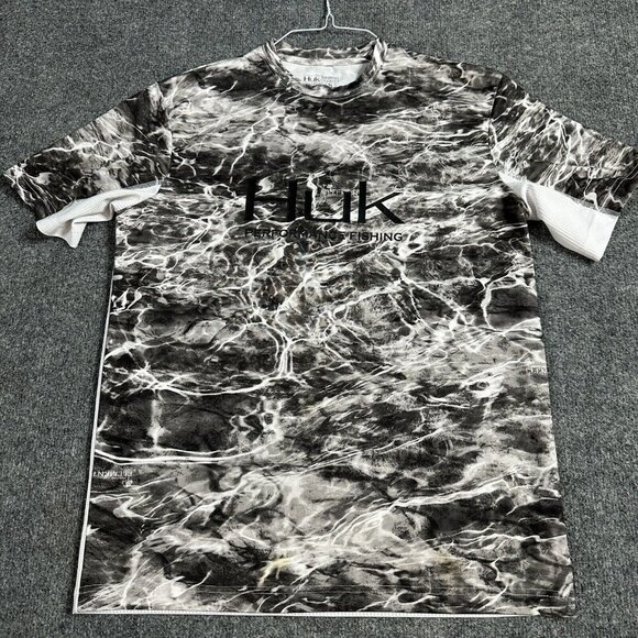 Huk T-shirt S Gray Short Sleeve Mossy Oak Camo Performance Lightweight - Picture 1 of 5
